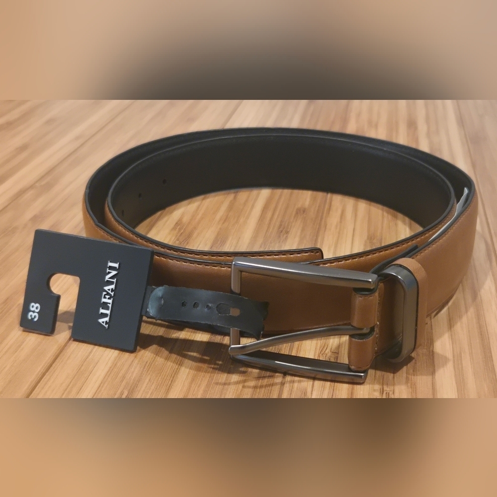 NWT Alfani Men's Tan Faux Leather Belt
